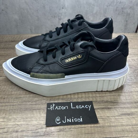 Adidas~Women’s~HyperSleek Black Leather Platform Pointed Toe Sneakers~Size 8 - Picture 1 of 8